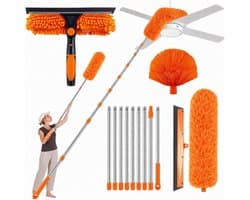 Telescoopstofzuiger - Zwart - 4,3 m - Wasbare Microvezel - Voor Huishoudelijk Gebruik