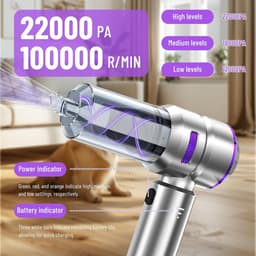 Handstofzuiger - Draagbare Blusser - Auto en Huis - Vier Functies - 22000 Pa - Zilver Lilac — thumbnail 4