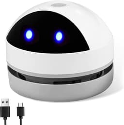 Mini desktop stofzuiger - USB oplaadbaar en draadloos - hoge zuigkracht voor bureau, kantoor, auto, kussen en toetsenbord - wit — thumbnail 1