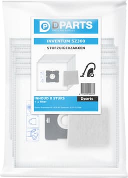 8x Dparts stofzuigerzakken geschikt voor Inventum - inclusief motorfilter - voor SZ150 SZ300 ST306RZA ST306ZZA ST306BZA ST307WZA ST307ZZA ST308WZA ST154RZA MC010 — thumbnail 3