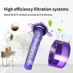 Filter geschikt voor Dyson V8 - 5 stuks - vervangingsfilters geschikt voor Dyson V7 V8 Absolute Animal Motorhead stofzuigers - met 2 HEPA-filters achter, 2 voorfilters, 1 reinigingsborstel vervangt onderdelen — thumbnail 5
