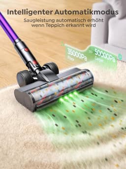 Draadloze Steelstofzuiger - Krachtige Stofzuiger - Huis Snel Schoon - 600W 50KPA Zuigkracht - 65 Min Looptijd - Paars — thumbnail 4