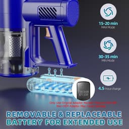 Draadloze Stofzuiger - Lichtgewicht Model - Snel Huis Schoonmaken - 180° Buigbaar - 40 Min Looptijd - Blauw — thumbnail 5