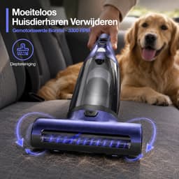 Rosnek Kruimeldief Snoerloos - Handstofzuiger 2 Snelheden met Gemotoriseerde Borstel voor Dierenharen - 10000PA Autostofzuiger - 37 Min Accu, LED & Metalen Filter - 720ml Groot stofreservoir - Zwart — thumbnail 3