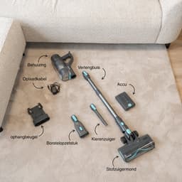 Achaté Steelstofzuiger V2 Draadloos – 300W Krachtige Stofzuiger Zonder Zak – Handstofzuiger & Kruimeldief – HEPA Filter – 4 Opzetstukken – LED Verlichting – Wandmontage – 50 min Accu — thumbnail 3
