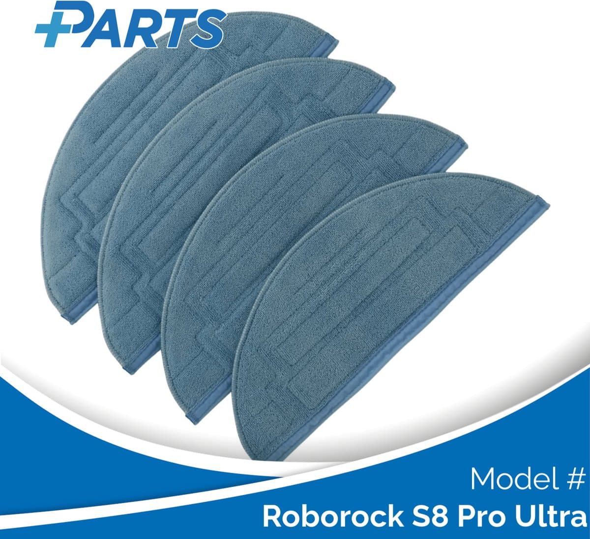 Roborock S8 Pro Ultra Dweilpads (4 Stuks, Plus.Parts® alternatief voor 8.02.0198) — afbeelding 1