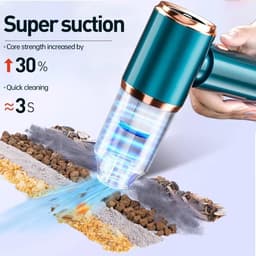 Draadloze Autostofzuiger - Handstofzuiger Auto - Auto Interieur Reinigen - Krachtige Zuigkracht - 500 Gram Capaciteit - Zilver — thumbnail 3
