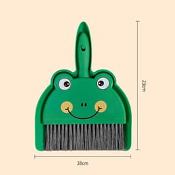 Bezem met Stoffer - Kleine Schoonmaakset - Bureau Schoonmaken - Compact Clipontwerp - 18 x 23 cm - Groen — thumbnail 5