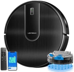 Robotstofzuiger Met Dweilfunctie-Robot Stofzuiger-Slimme Gyroscoopnavigatie-App En Spraakbediening-4000Pa En 4400mAh-Harde Vloeren-36x43x13 cm-Zilvergrijs — thumbnail 1