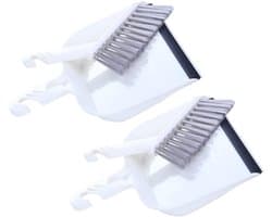 Mini Bezem Stoffer Set - Kleine Schoonmaakset - Bureau Schoonmaken - Diep Concaaf Stofblik - 28 x 21 cm - Wit