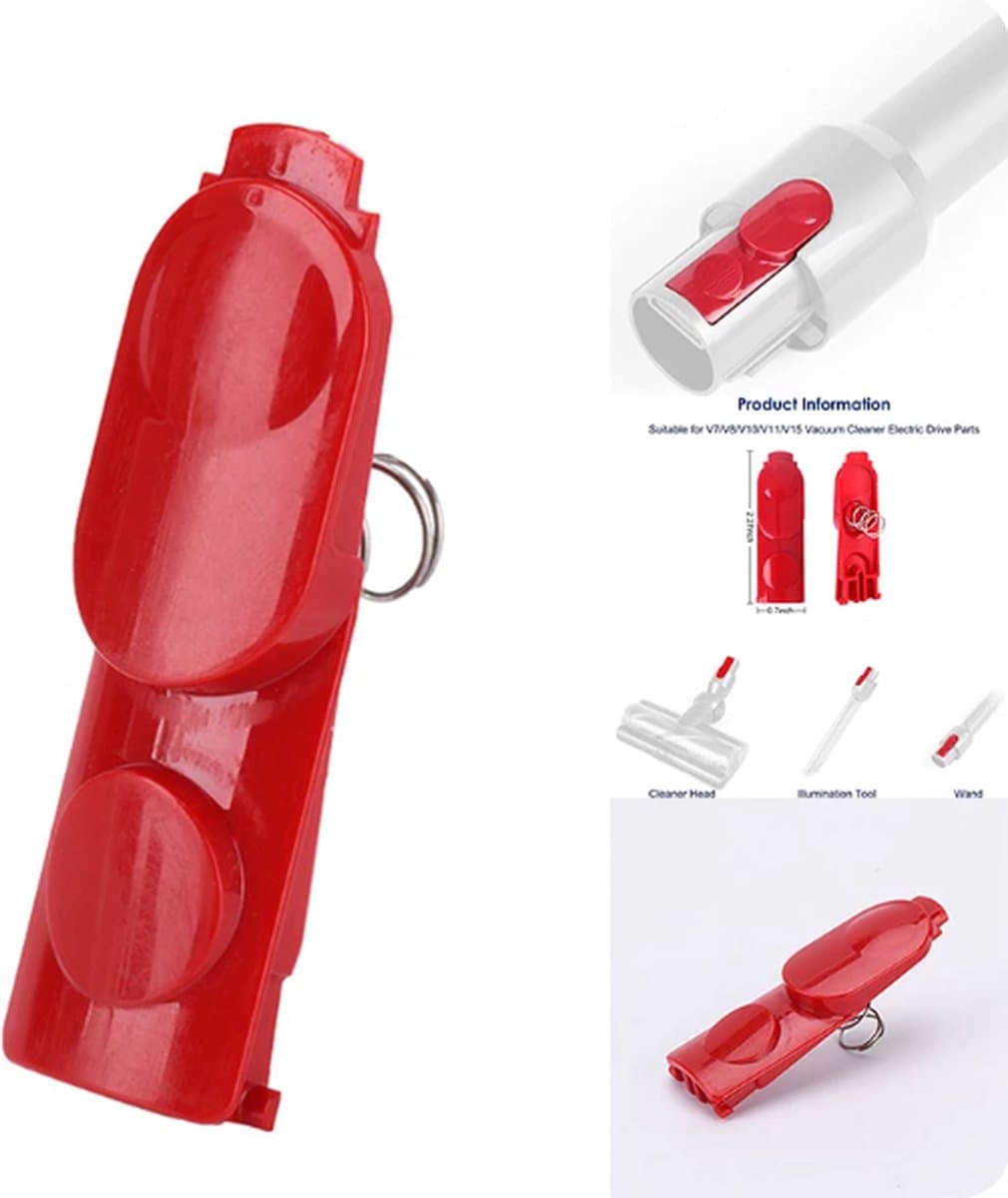 TLVX Sterke Clip Geschikt voor Dyson V7 / V8 / V10 / V11 / V15 / Dyson Knop met veer / Dyson Schakelaar / Steel Stofzuiger connector knop / Rode verbindingsknop / Clip – Vergrendelingsknop / Cleaner Head / Wand Tool / Bevestigingsknop Dyson / 1 stuks — afbeelding 1