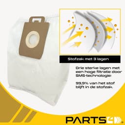 5 Stofzuigerzakken PARTS4® geschikt voor Nilfisk Select / Power | Made in Europe | Passend in o.a. Nilfisk Select, Select Parket, Select Petcare & Nilfisk Power P10, P20, P40 — thumbnail 5