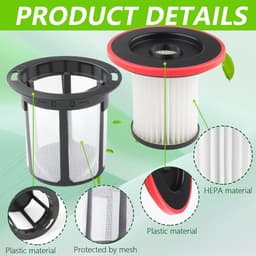 3 stucks filters voor Bosch Unlimited 6 stofzuiger - HEPA-filter geschikt voor Bosch BCS611, BCS612, BBS611, BBS612, BSS61, BCS61, BKS611, BLS612 - Vervangt 12033215 (inclusief borstels) — thumbnail 4
