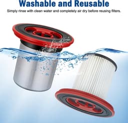 Vervangingsfilter 12040193 - geschikt voor Bosch voor Unlimited Series-7 draadloze stofzuiger BKS711XXL, BBS711W, wasbaar roestvrijstalen microfleece hoofdfilter - wasbaar RVS HEPA-filter — thumbnail 4
