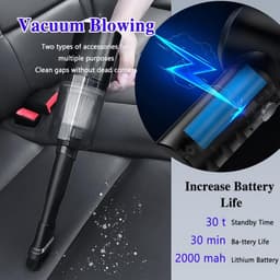 3-in-1 Draadloze Handheld Stofzuiger, Oplaadbare Mini Stofzuiger met USB, Geschikt voor Auto, Huis en Kantoor — thumbnail 4