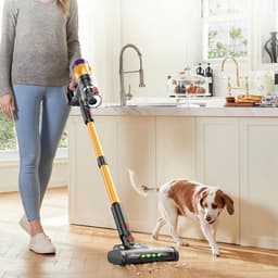Handstofzuiger – Draadloze stofzuiger voor thuis – 6-in-1 functionaliteit – Met wandlaadstation – Hoog vermogen – Stofzuig- en dweilfunctie – 550W – Goud — thumbnail 4