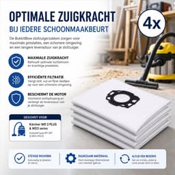 BukkitBow - Stofzuigerzakken / Stofzakken - Geschikt voor Kärcher WD3-serie en WD 2 PLUS (KFI 357) - 4 Stuks — thumbnail 4
