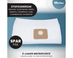 10 stofzuigerzakken, compatibel met Nilfisk Multi 20, 20 Inox, 20CR, 20T, 20T Inox, 30, 30 Inox, 30T, 30T Inox, 30T VSC Inox stofzuigers, microvezelalternatief voor 107402336 5715492061518