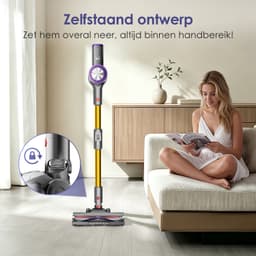 Hiazurm Steelstofzuiger Draadloos - 70 min Gebruikstijd - 50000 Pa - Buigbare Steel - 2-in-1 Kruimeldief - OLED-display - 1,6L - Goud — thumbnail 4