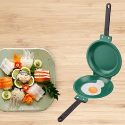 Dubbelzijdige pannenkoekenpan, omeletpan, keukenpan, groen, 19 cm, toastpan met hittebestendig handvat, toastpan voor koken, braden, bakken, grillen — thumbnail 3