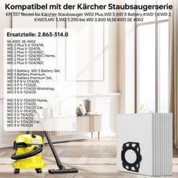 10 Stuks Vliesfilterzakken voor Kärcher WD2, WD3 en SE4001/SE4002 — thumbnail 2