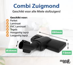 Combi Mondstuk en Telescopische Zuigbuis Set Geschikt voor Miele - Geschikt voor alle slede stofzuigers van Miele - O.a. geschikt voor Guard L1, M1, S1, C3, C2, C1, S8, S6, S5, S4, S2, S8000, S6000, S5000, S4000, S2000, S700, S500, S400, S300 etc. — thumbnail 5