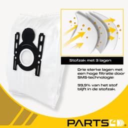40 Stofzuigerzakken PARTS4® geschikt voor Bosch / Siemens G ALL -incl. 4 filters- | Made in Europe | Passend in o.a. Free'e, Ergomaxx'x, In'genius, Serie 8, Serie 4, SI52, SI69, NR150+ — thumbnail 2