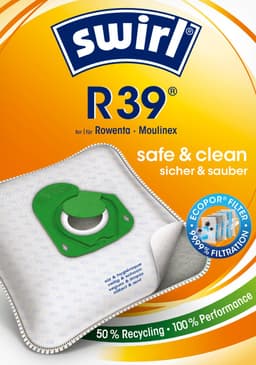 SWIRL - Stofzuigerzak R39- 10 stofzakken + 2 filters + 2 deo - geschikt voor stofzuigers van Rowenta en Moulinex — thumbnail 1