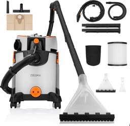 Zeegma Zonder Wash – Nat- & Droogzuiger – Tapijtreiniger – 1400W – 4L Waterreservoir – Blaasfunctie – HEPA-filter – Vermogensregeling – Extractietechnologie – 13m Bereik – Bekleding & Tapijt – Waterafvoer – Accessoireset – Zwenkwielen — thumbnail 1
