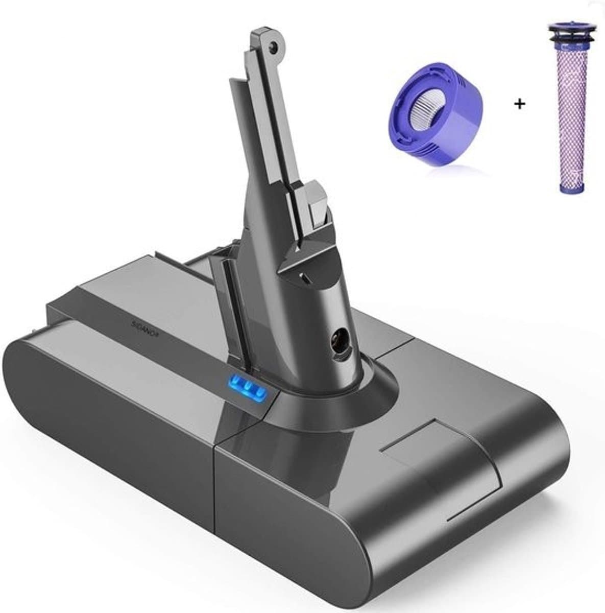 SIDANO® Vervangende Accu - Batterij geschikt voor Dyson V8 - 4000mAh - met 2 filters (HEPA en voorfilter) — afbeelding 1