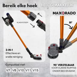 Maxorado 2-in-1 Vloermop geschikt voor Dyson V7 / V8 / V10 / V11 / V15 – Inclusief 4 Pads - Dweilmondstuk - Vloerreiniger - Stofzuigermondstuk — thumbnail 2