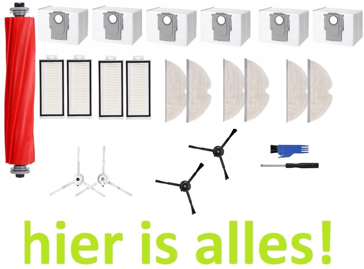 Grote set accessoires compatibel met Roborock Q7 / Q7+ / Q7 Max / Q7 - zakken - moppen - filters - hoofd en zijborstel - hoogwaardige vervanging — afbeelding 1