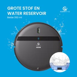 CleanWise Henk Robotstofzuiger + 4 zijborstels – Nederlands Product – Voor Huisdieren – Met Dweilfunctie & Laadstation – Dweilrobot – 4500 Pa – HEPA 14 – Ultra dun 7,4 cm – App & Spraakbediening – Voor Huisdierharen, Harde Vloeren & Tapijt — thumbnail 3