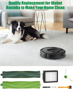 Vervangende onderdelen geschikt voor iRobot Roomba E/I/J-serie, i7 i7+ i3 i3+ i4 i4+ j7 E5 E6, geschikt voor iRobot Roomba-borstelaccessoires, 2 sets rubberen borstels, 8 hoogwaardige filters, 10 zijborstels — thumbnail 2