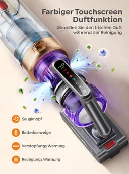 Draadloze Steelstofzuiger - Krachtige Stofzuiger - Huis Snel Schoon - 600W 50KPA Zuigkracht - 65 Min Looptijd - Paars — thumbnail 3