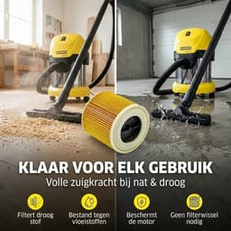 Tops Filterset 3x voor Kärcher WD1, WD2, WD3 & A-Series - Met Sluitschroeven – Nat & Droog Stofzuigerfilter – Tegen Fijnstof en Geuren — thumbnail 2