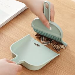 Mini bezem stoffer - Kleine handveger - Bureau schoonmaken - Zachte haarreiniging - 22 x 15 cm - Grijs — thumbnail 3