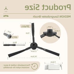 Zijborstels voor robotstofzuiger - 3 paar zijborstels geschikt voor Medion E32/MD18500/MD18501 met schoonmaakborstel en schroevendraaier, nylon materiaal voor optimale reiniging — thumbnail 5