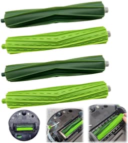 2 sets rolborstels - Stofzuigeraccessoires - Rubberen rolborstels - Vervangingsonderdelen voor iRobot robotstofzuigers - Reinigingsborstelkoppen - Geschikt voor AirRobot i7, E5, E6, i3 serie robotstofzuigers (2,5*19 cm - Groen) — thumbnail 1