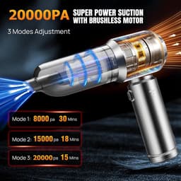 Mini Auto Stofzuiger - Draadloze Handstofzuiger - Auto Interieur Reinigen - 4-in-1 Functies - 22000 PA Zuigkracht - Zilver Goud — thumbnail 3
