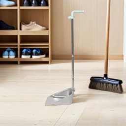 Stofblik met steel - Veegblik metaal - Staand schoonmaken - Roestvrij staal - 80 cm lengte - Zilver — thumbnail 4
