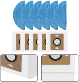 Stofzuigeraccessoireset voor ILIFE A30 Pro robotstofzuiger, 5 microvezel dweilen en 6 stofzakken, duurzaam materiaal met sterke afdichting tegen stof en vuil — thumbnail 4