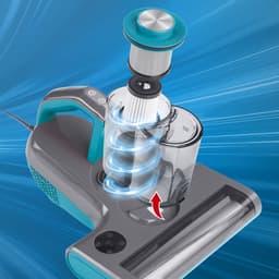 CLEANmaxx 3-in-1 mijtzuiger met 55 °C hete lucht, UV-C-licht en 15 kPa zuigkracht | Matraszuiger verwijdert 99,9% van de mijten | HEPA-filter voor mensen met allergieën en ultrasoon geluid, ideaal voor matrassen en bekleding — thumbnail 2