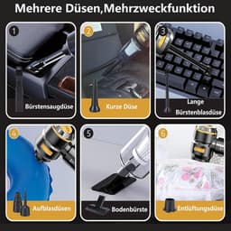 Draagbare Stofzuiger - Handstofzuiger Accu - Auto Keuken Schoon - 4-in-1 Blazen Zuigen - 22000 Pa - Zwart — thumbnail 5