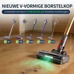 Stofzuigermond - Geschikt voor Dyson steelstofzuiger - Dyson V7,V 8,V10,V11,V15,SLIM - Led - Universele Stofzuigermond - Wasbare borstel - Zwart — thumbnail 3