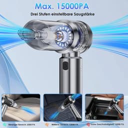 Draadloze Handstofzuiger - Zwart - 4-in-1 Mini Stofzuiger met Sterke Zuigkracht - Voor Auto en Thuis — thumbnail 2
