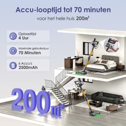 Hiazurm Steelstofzuiger Draadloos - 70 min Gebruikstijd - 50000 Pa - Buigbare Steel - 2-in-1 Kruimeldief - OLED-display - 1,6L - Goud — thumbnail 2