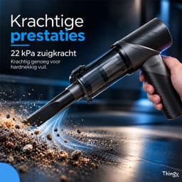 Thingy® Premium 4-in-1 Auto Stofzuiger - Zuigen, Blazen, Opblazen & Vacuüm Trekken - Handstofzuiger - 22 kPa Zuigkracht - Kruimeldief - 8 Opzetstukken - Oplaadbaar - Kruimeldief Snoerloos - Air Duster - Kruimeldief voor Auto & Huis — thumbnail 5