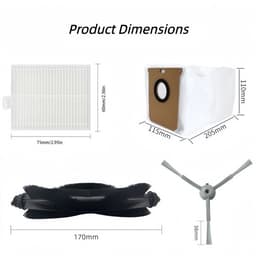Accessoireset - 14 Stuks - Geschikt voor Eufy L50 L60 L50 SES L60 SES Robotstofzuiger - 1 Hoofdborstels, 4 Zijborstels, 2 Filters, 6 stofzakken, 1 Reinigingsborstel - Reserveonderdelen — thumbnail 2