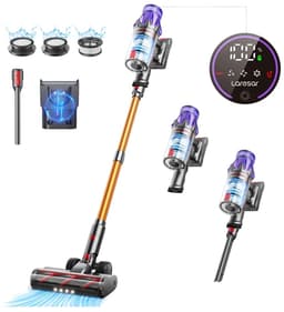 Milova Steelstofzuiger - Draadloos - Steelstofzuigers - Stofzuiger - Zonder zak op accu - Geel en blauw - 500W - LED display — thumbnail 1
